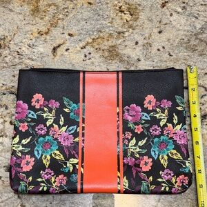 Banana Republic Floral Black and Orange Clutch with zipper.